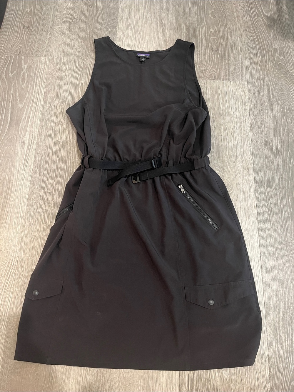 Patagonia Black Sleeveless Utility Dress with Belt